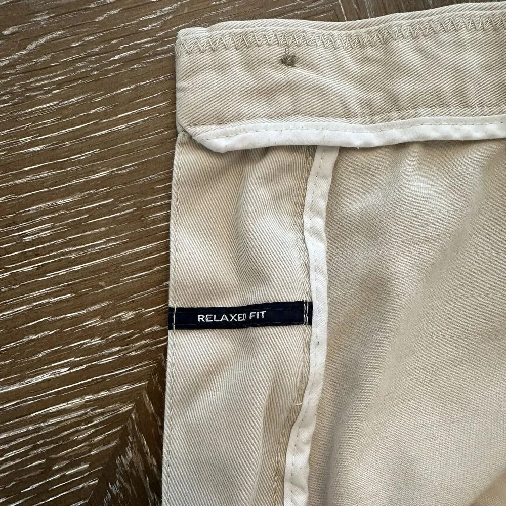Nautica Clipper 33x32‎ KHAKI Relax Straight Chino Pants Flat Front EXCELLENT